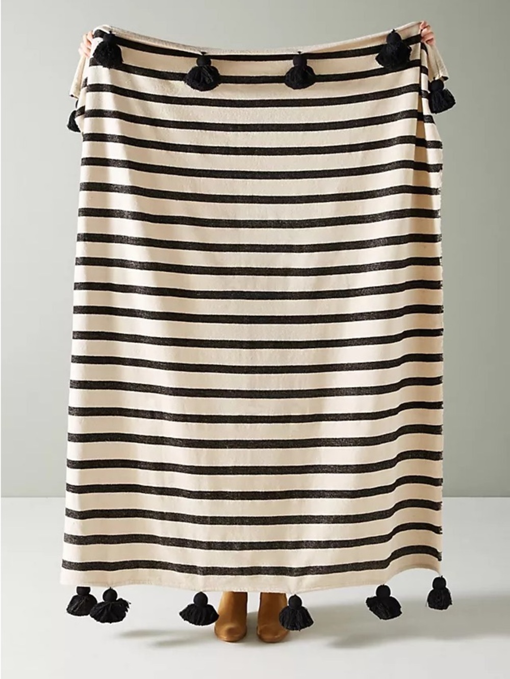 Anthropologie Nayland Striped Tassel Throw Blanket